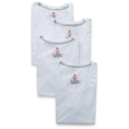 Hanes Ultimate Men's 4-Pack ComfortBlend V-Neck with FreshIQ Odor Protection, White 2, X-Large