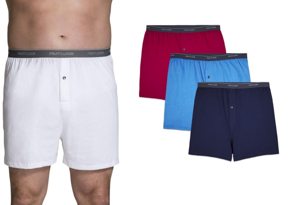 Fruit of the Loom Men's Big Man Knit Boxers (4X Big Man, Assorted Solids 6pk)