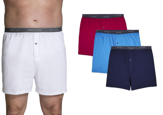Fruit of the Loom Men's Big Man Knit Boxers (4X Big Man, Assorted Solids 6pk)