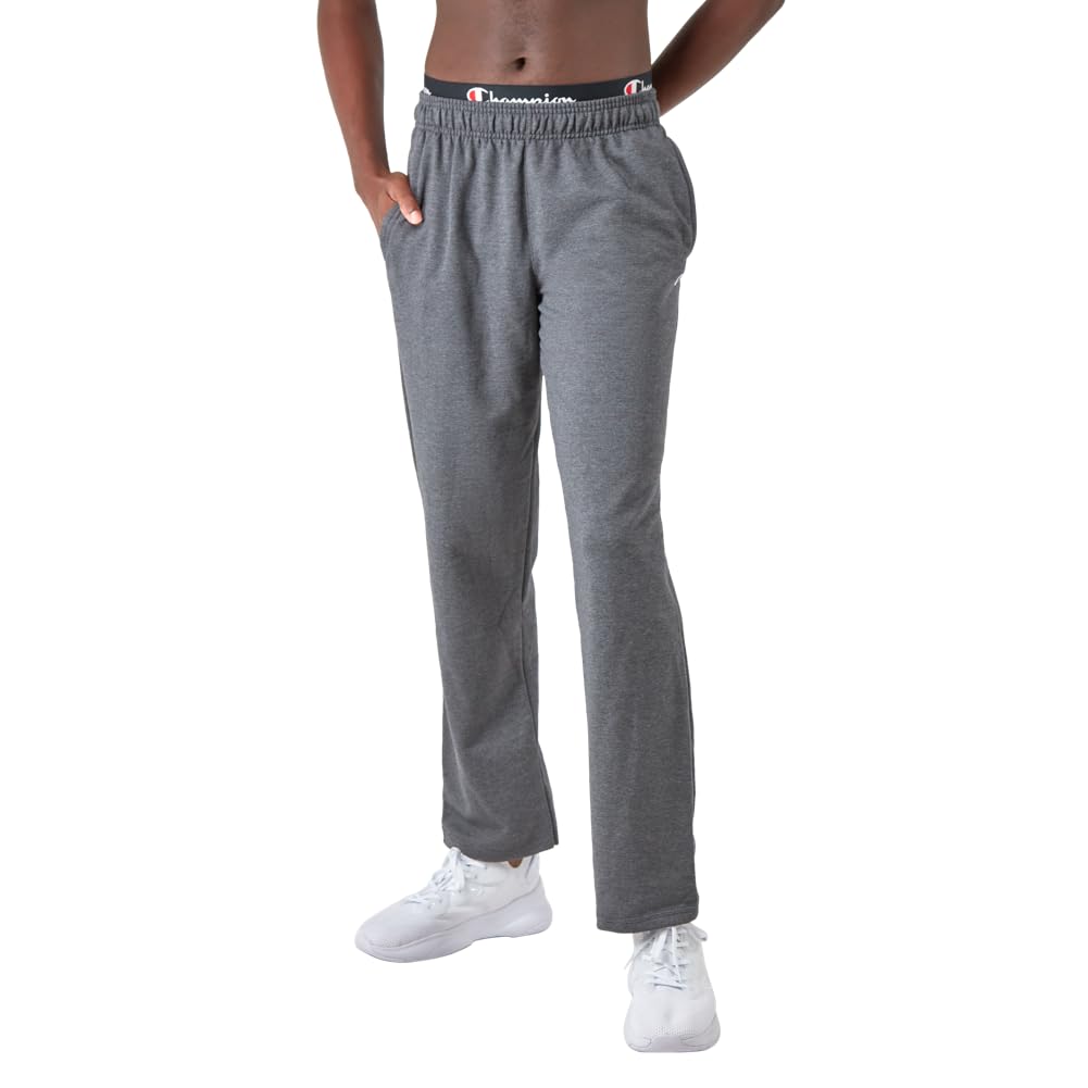 Champion Men's Sweatpants, Powerblend, Fleece, Open-Bottom Sweatpants, Small