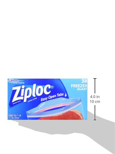 Ziploc Freezer Bags with New Grip 'n Seal Technology, Quart, 38 Count, Pack of 3 (114 Total Bags)
