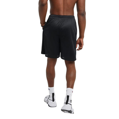 Champion Mesh Gym, Lightweight Athletic Shorts for Men (Reg. or Big, Black C Patch Logo, Large Tall