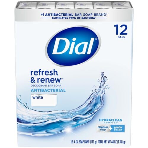 Dial Clean And Refresh Antibacterial Deodorant Bar Soap, White - 4 oz, 3 Bars Pack of 2 (Presentation May Vary)