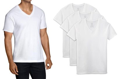 Fruit of the Loom Men's V-Neck Tee 3 Pack, White, XXX-Large(Pack of 3)