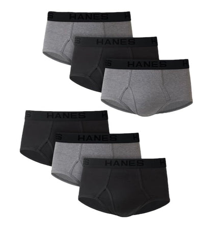 Hanes Men's Tagless Cotton Brief (Pack of 6), Black/Grey, X-Large
