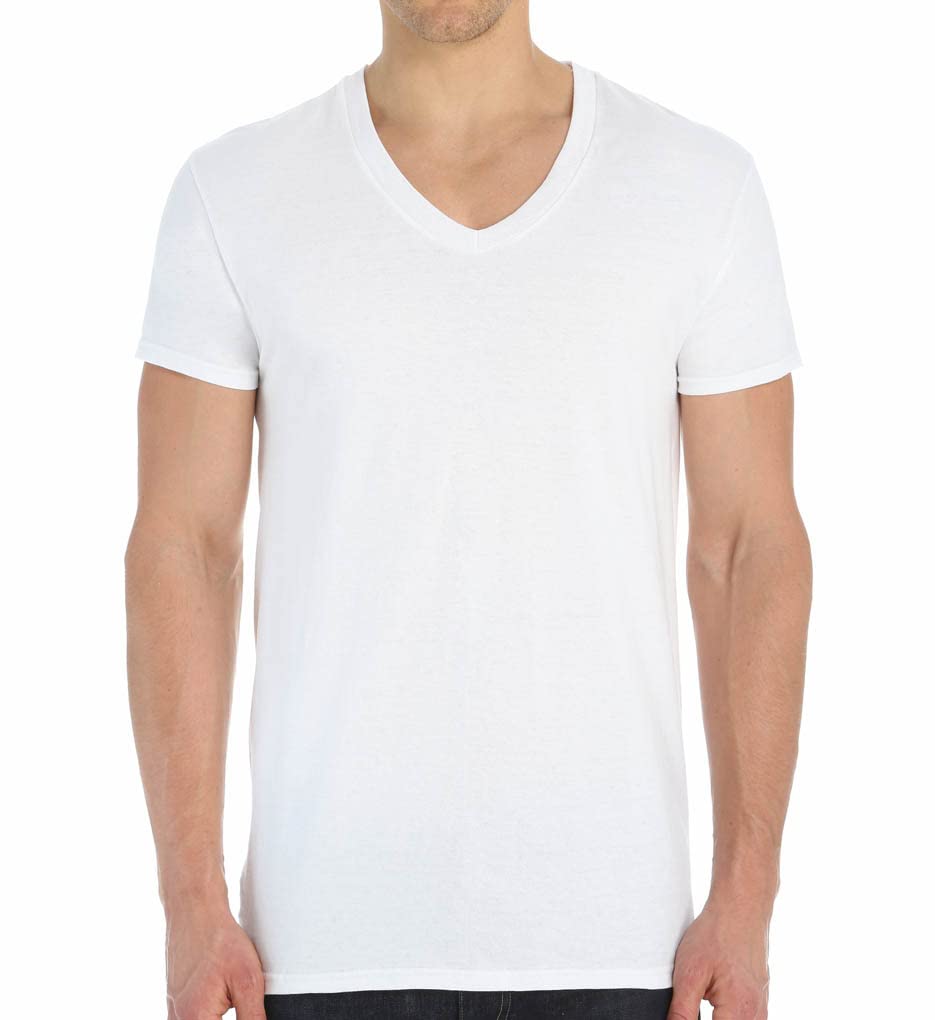 Fruit of the Loom Men's V-Neck T-Shirt, White, X-Large(Pack of 3)