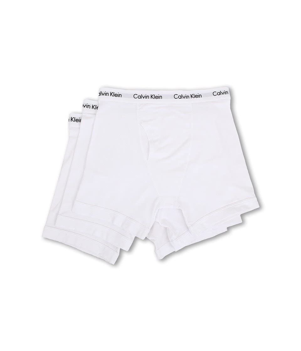 Calvin Klein Men's Underwear 3 Pack Cotton Stretch Boxer Briefs, White, X-Large
