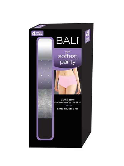 Bali Women 4-Pack Cotton Modal Ultra Soft Brief Panty Black S