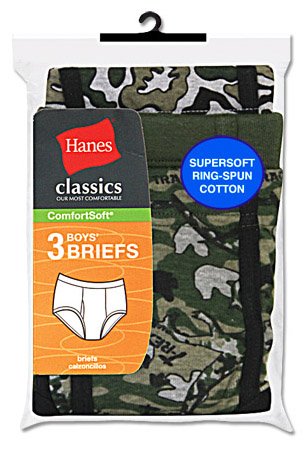 Hanes Classics Boys` No Ride Up Briefs 3-Pack,B720CA,L,Assorted Prints