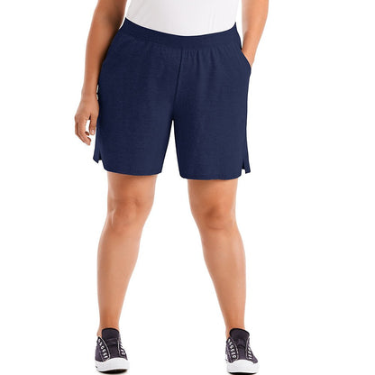 JUST MY SIZE Womens Cotton Jersey Pull-On Shorts, 3X, Navy
