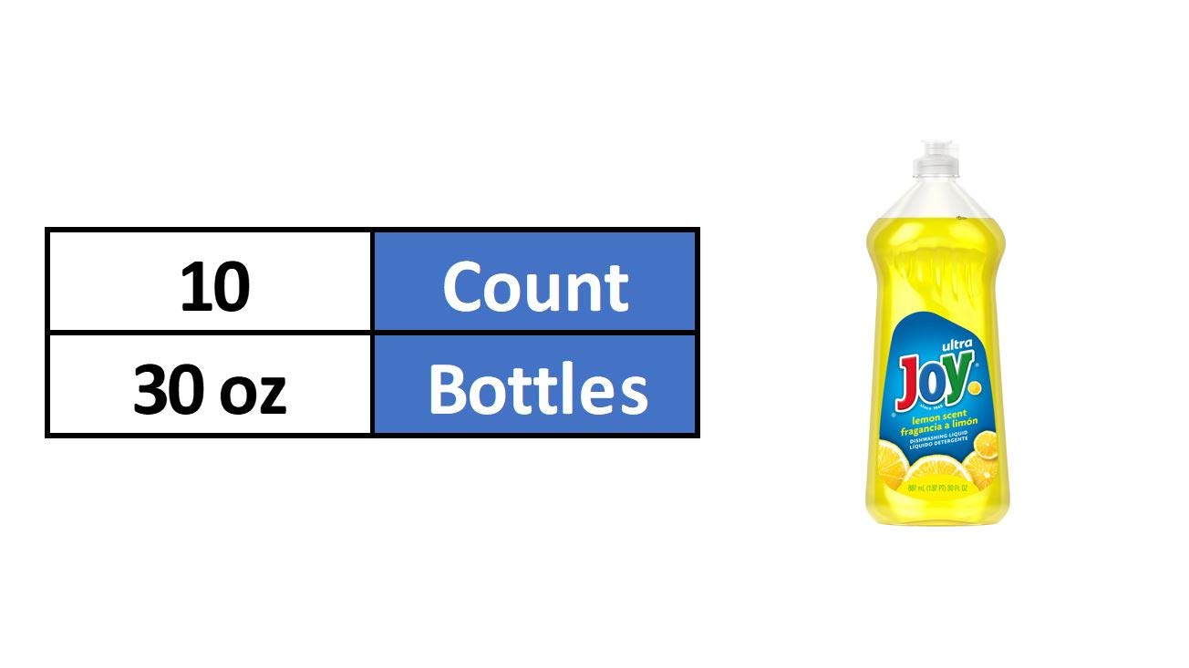 JOY Ultra Dishwashing Liquid, Lemon Scent, 10 Count, 30 Ounce Bottles