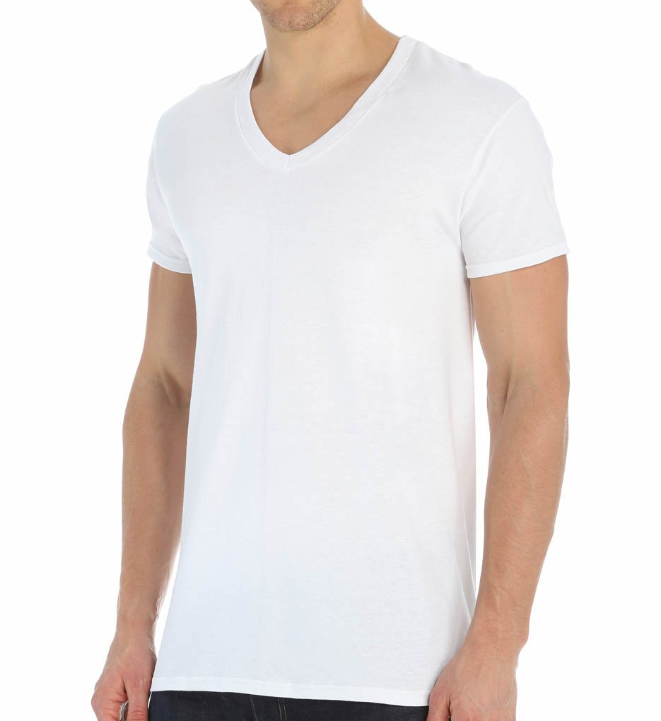 Fruit of the Loom Men's V-Neck T-Shirt, White, X-Large(Pack of 3)