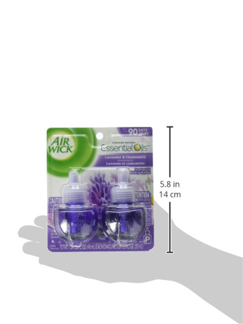 Air Wick Plug in Scented Oil Refill, 2ct, Lavender & Chamomile, Essential Oils, Air Freshener