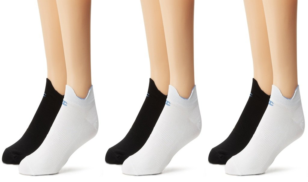 Champion Men's 6Pack Black & White No-Show Athletic Low Cut Socks, Shoe 6-12
