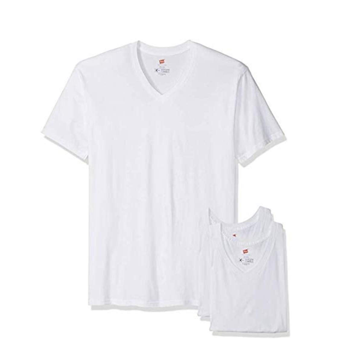 Hanes Tall Men's 3-Pack V-Neck T-Shirt with X-Temp Technology White