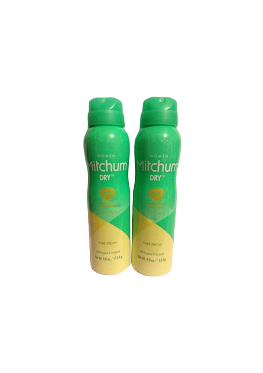 Mitchum for Women Dry Spray Antiperspirant & Deodorant - Advanced Control - Pure Fresh - Net Wt. 4 OZ (113.4 g) Each - Pack of 2