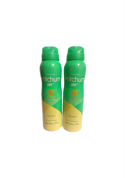 Mitchum for Women Dry Spray Antiperspirant & Deodorant - Advanced Control - Pure Fresh - Net Wt. 4 OZ (113.4 g) Each - Pack of 2