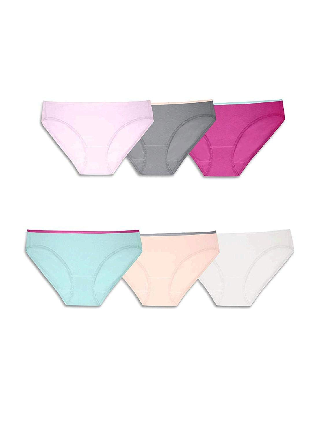 Fruit Of The Loom Womens Breathable Underwear, Moisture Wicking Keeps You Cool & Comfortable, Available In Plus Size Briefs, Micro Mesh - Low Rise Brief - 6 Pack - Colors May Vary, 10 US