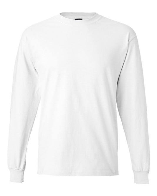 Hanes Long Sleeve Beefy-T T-Shirts (Medium, White)