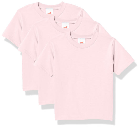 Hanes Toddler Boys' Essentials Short Sleeve T-shirt Value Pack (3-pack), Pale Pink, 4T