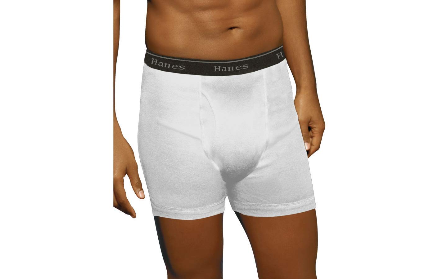 Hanes Men's 5-Pack White Sports-Inspired FreshIQ Boxer Brief (Medium, White)