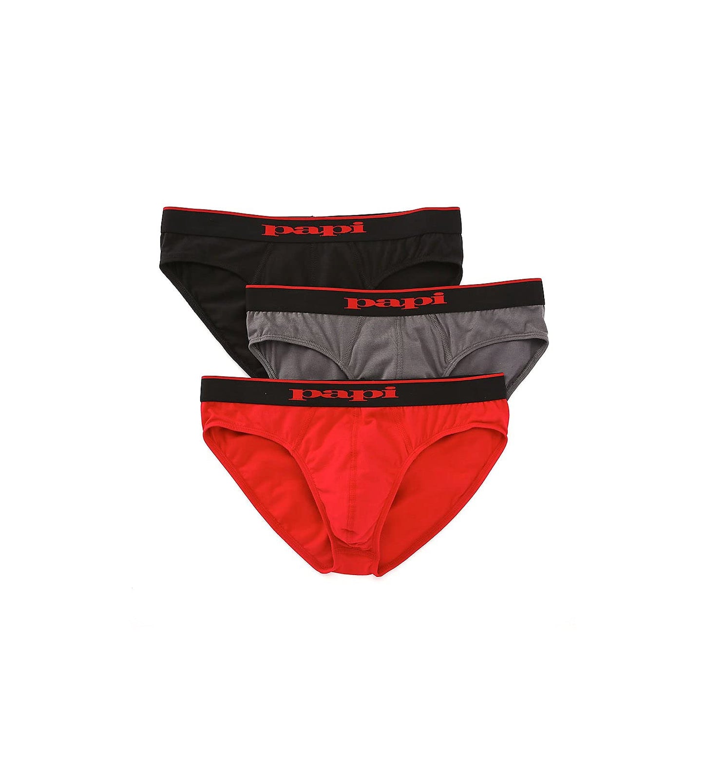 Papi Men's 3-Pack Cotton Stretch Brief, Black/Cobalt/Blue, X-Large