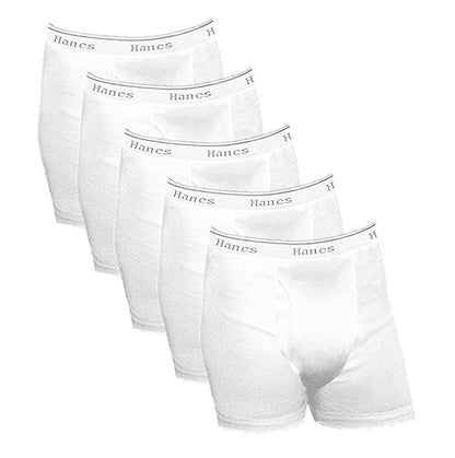 Hanes Men Boxer Breif Classic Style Tag Free| 100% Cotton|Comfort Flex waistband| White Black & More - White 2X-Large