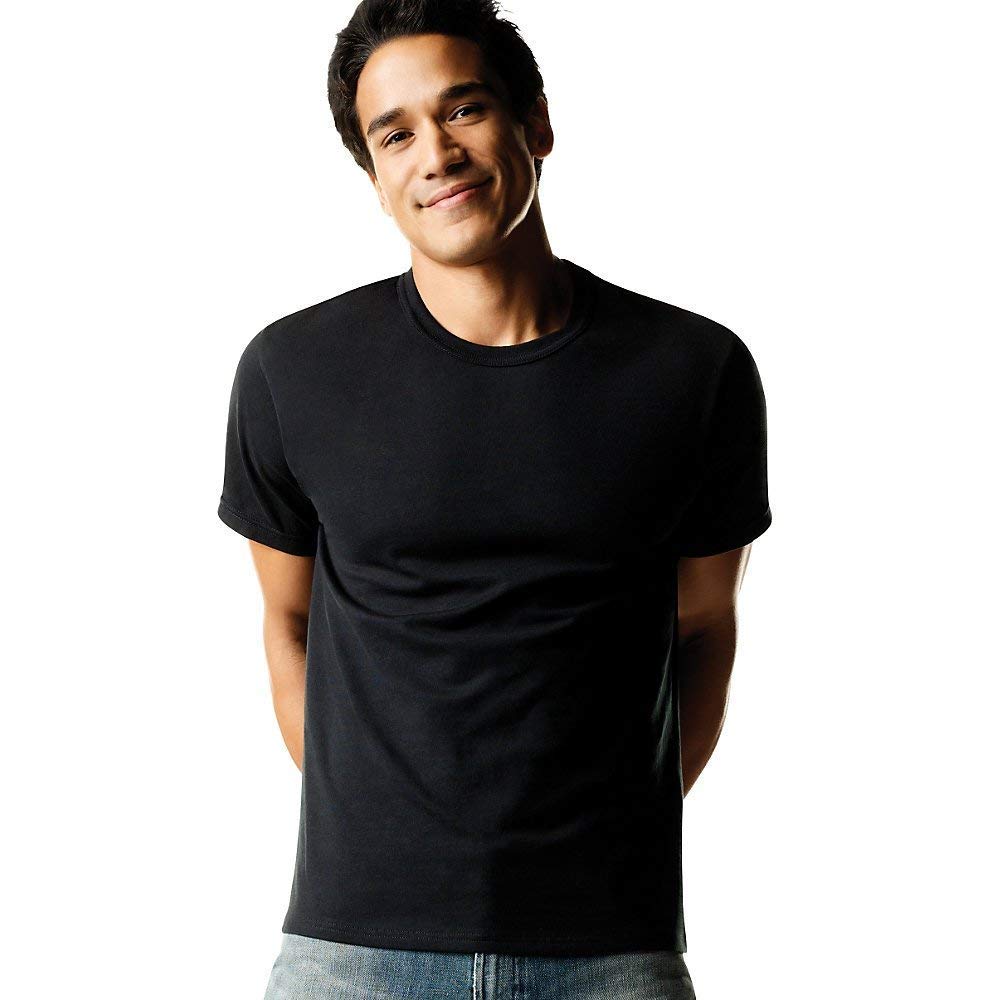 Hanes Men's 6Pack Crew Neck Tagless Black-Grey Undershirts Crewneck T-Shirt 5XL