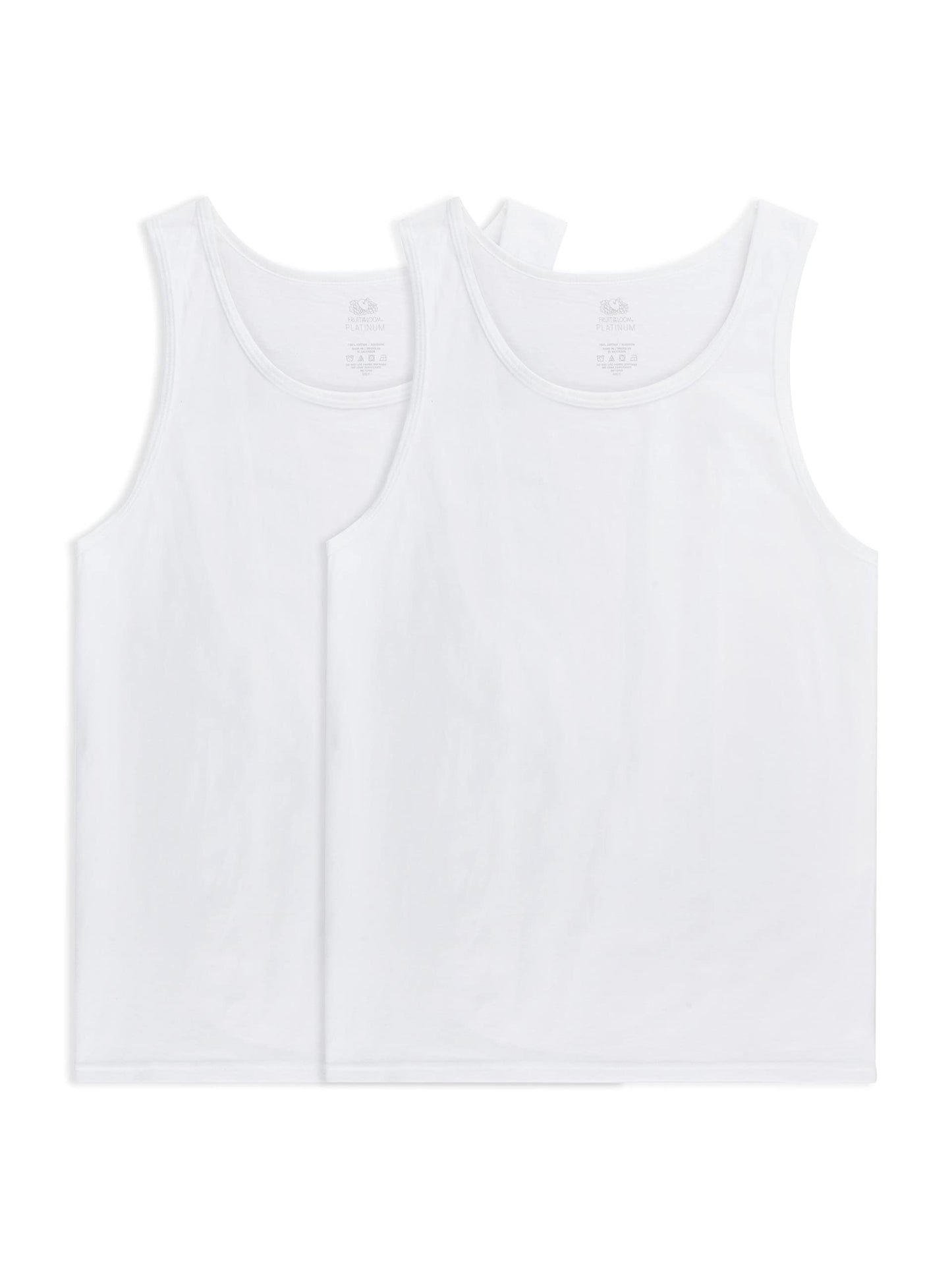 Fruit of the Loom Men's Eversoft Cotton T-Shirts (S-4XL), Tank-2 Pack-White, X-Large