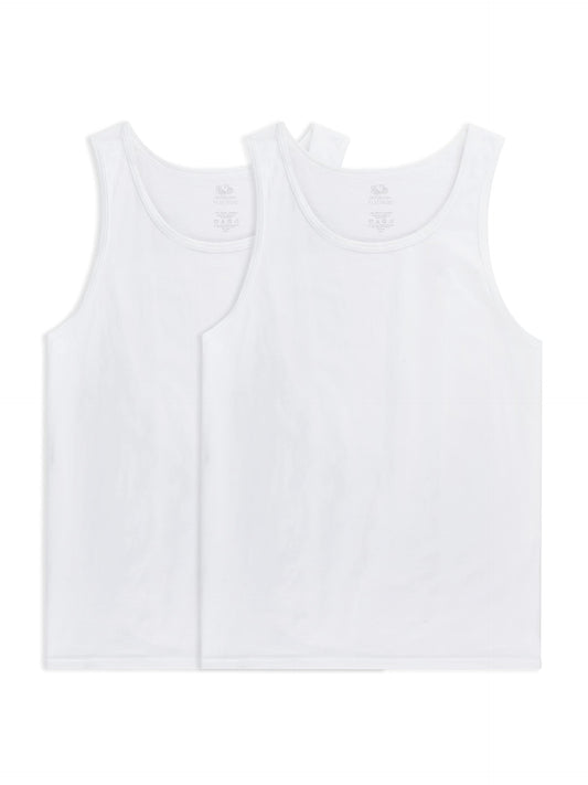 Fruit of the Loom Men's Eversoft Cotton T-Shirts (S-4XL), Tank-2 Pack-White, X-Large