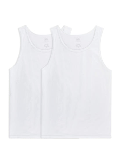 Fruit of the Loom Men's Eversoft Cotton T-Shirts (S-4XL), Tank-2 Pack-White, X-Large