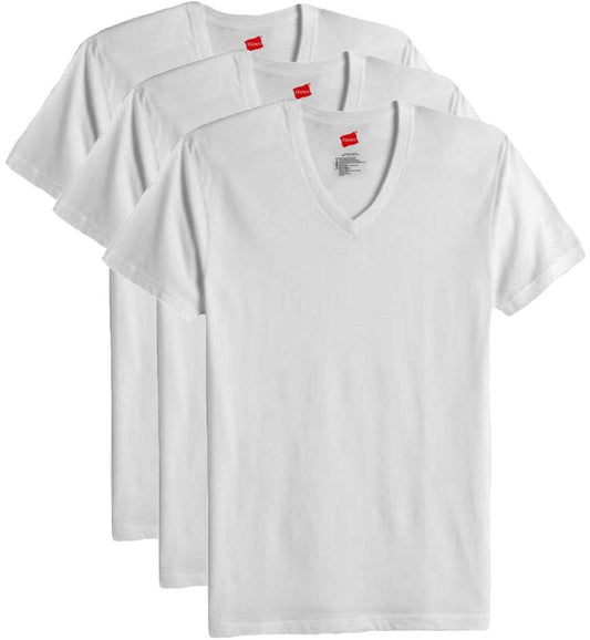Hanes Tall Men's Undershirts V-Neck 3-Pack White 6XLT #1202V