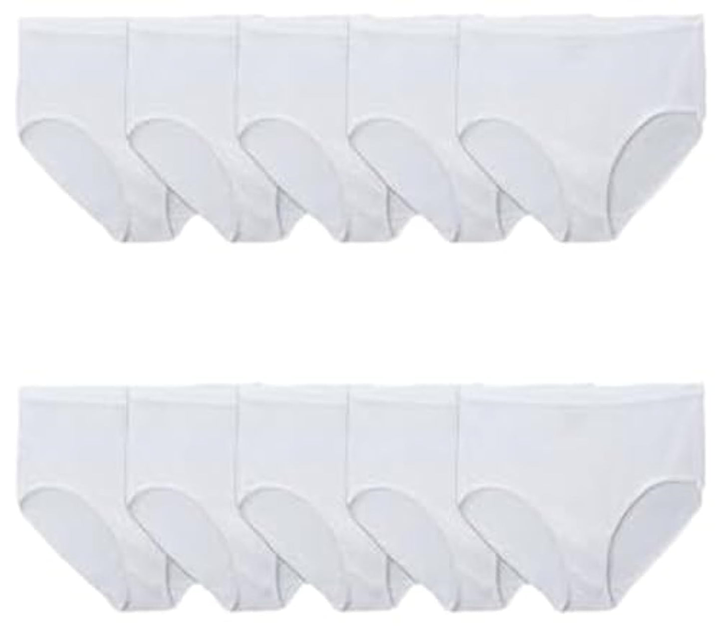 Fruit of the Loom Women's Eversoft Underwear, Tag Free & Breathable, Available in Plus Size, Brief-Cotton-6 Pack-White, 9