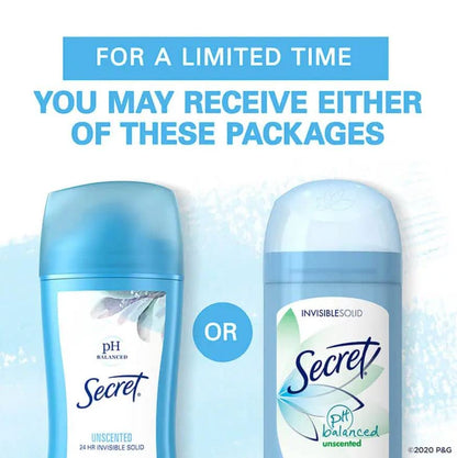 Secret Sld Inv Unscnted Size 2.6z Secret Unscented Invisible Solid Antiperspirant Deodorant