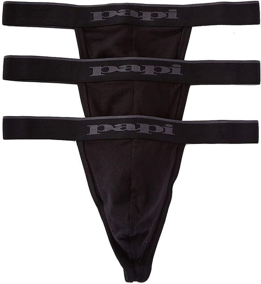 Papi Men's 3-Pack Premium Fashion Cotton Active Stretch Thong