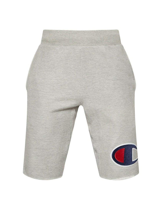 Champion Life Mens Reverse Weave Cut-Off Shorts, S, Big C Oxford Grey