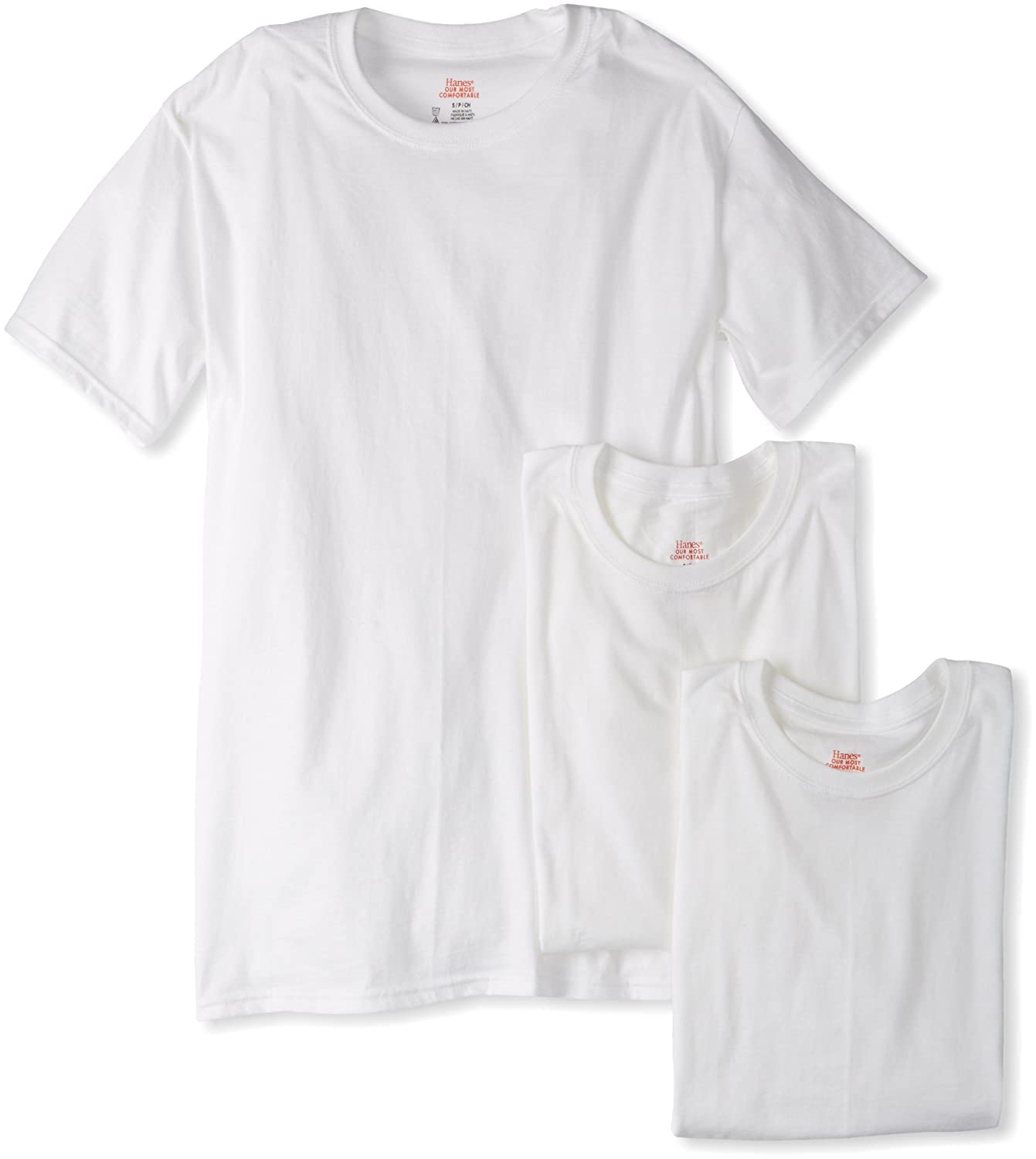 Hanes Ultimate mens Control Crew Neck - Multiple Packs Available undershirts, White 7 Pack, X-Large US