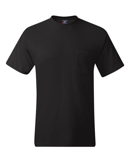 Hanes Men's 2 Pack Short-Sleeve Pocket Beefy-T (Black, Medium/38-40" Chest)
