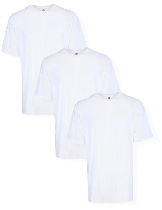 Hanes Men’s Tall 100% Cotton Crew Neck Undershirts, Tagless, Ultra Comfort, 5X Tall, White - 3 Pack