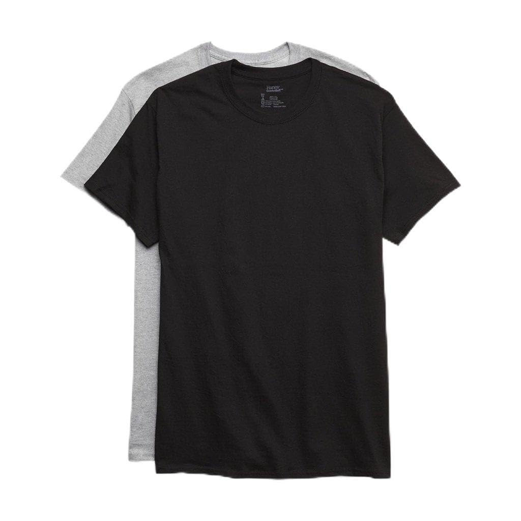 Hanes Men's 5Pack Crew Neck Tagless Black-Grey Undershirts Crewneck T-Shirt 4XL