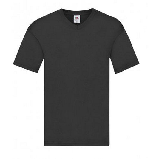 Fruit of the Loom.. Mens Original V Neck T-Shirt (4XL, Black)