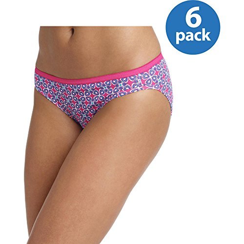 Hanes Women's 6Pack 100% Cotton Bikini Underwear Ladies Panties, Assorted 6