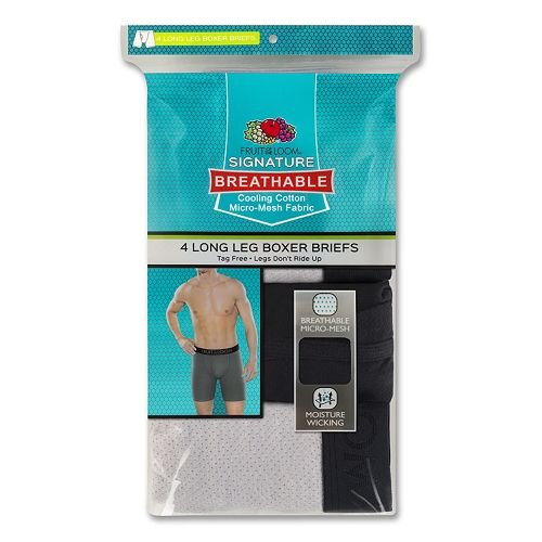 Fruit of the Loom Men's 4-Pack Long-Leg Assorted Dark Colors Boxer Briefs Underwear - Small