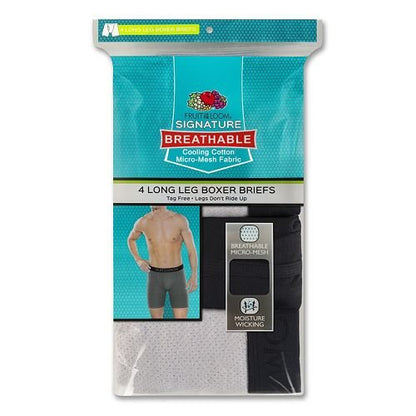 Fruit of the Loom Men's 4-Pack Long-Leg Assorted Dark Colors Boxer Briefs Underwear - Small