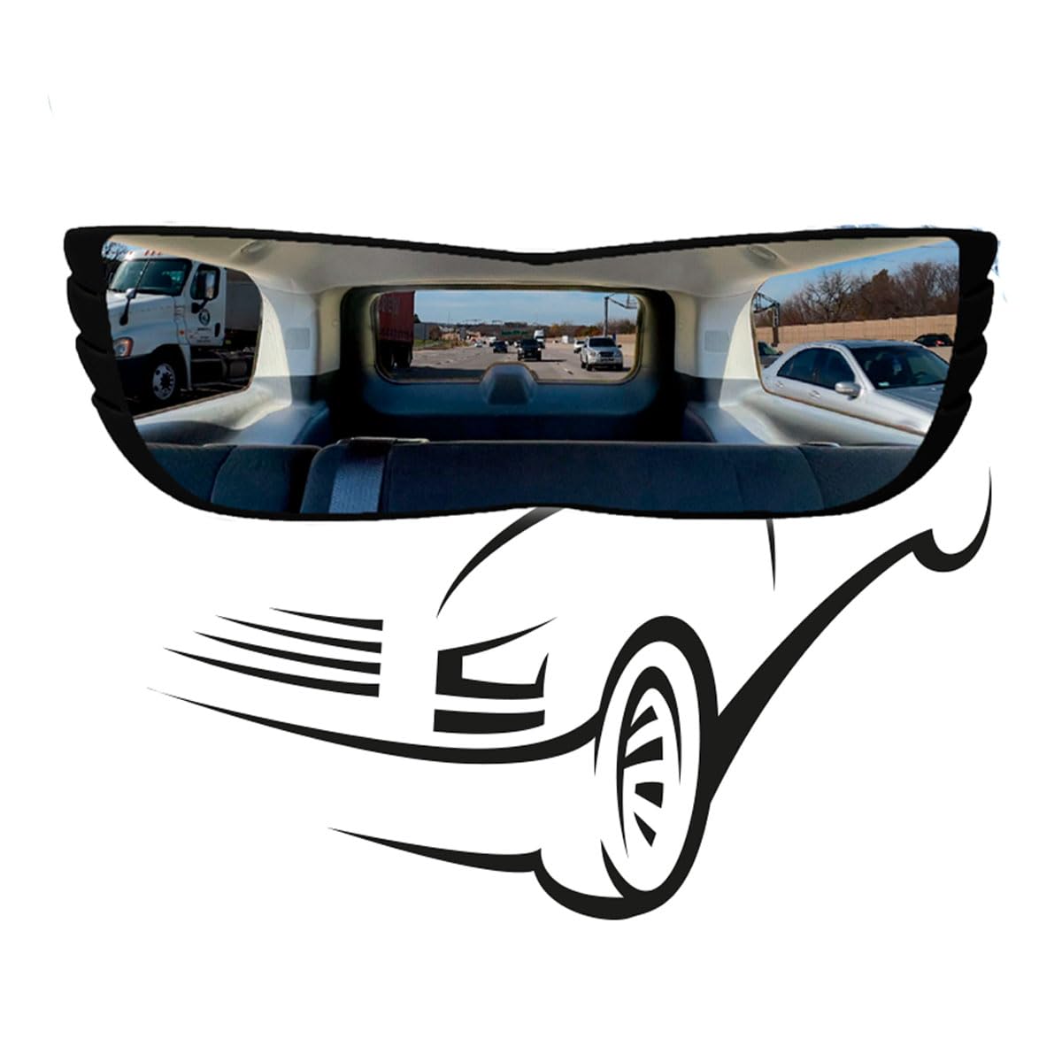 Angel View Wide-Angle Rearview Mirror, As Seen On TV Black Convex Car Mirror Installs in Seconds and Fits Most Cars, SUVs & Trucks, Holiday Gift