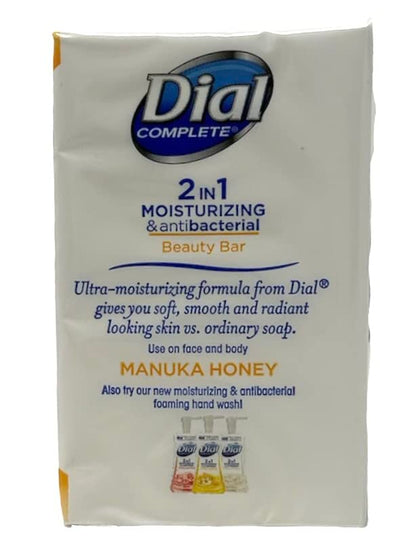 Dial Complete Beauty Bar Soap - 2 in 1 Moisturizing & Antibacterial - Manuka Honey - 3 Count 3.2 OZ Beauty Bars Per Package - Pack of 2 Packages
