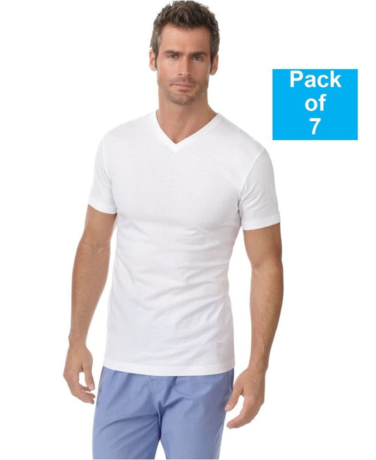 Fruit of the Loom Mens 7Pack White V-Neck Undershirts 100% Cotton T-Shirts, M