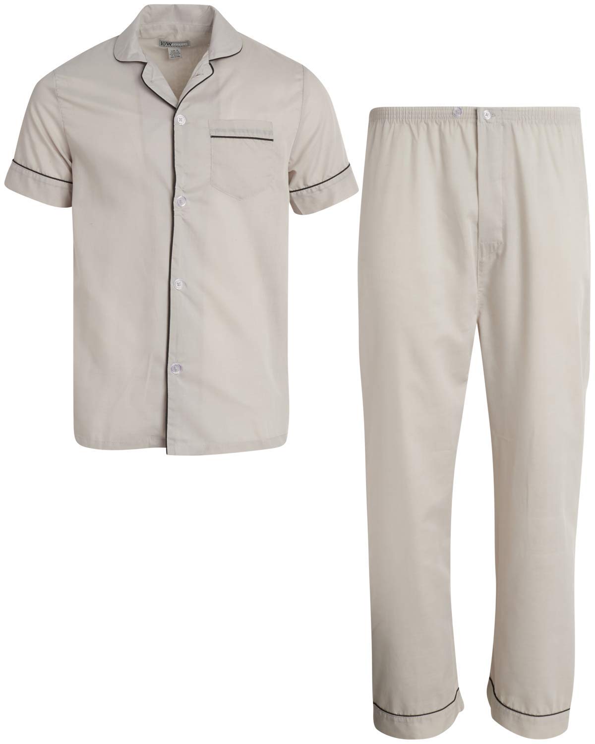 Ten West Apparel Men's 2-Piece Pajama Set with Short Sleeve Shirt and Long Pants, Size Small, Burgundy