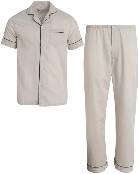 Ten West Apparel Men's 2-Piece Pajama Set with Short Sleeve Shirt and Long Pants
