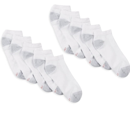 Hanes Platinum 10-Pack Low Cut Socks White 10-13 (US Men's 6-12 Shoe Size)